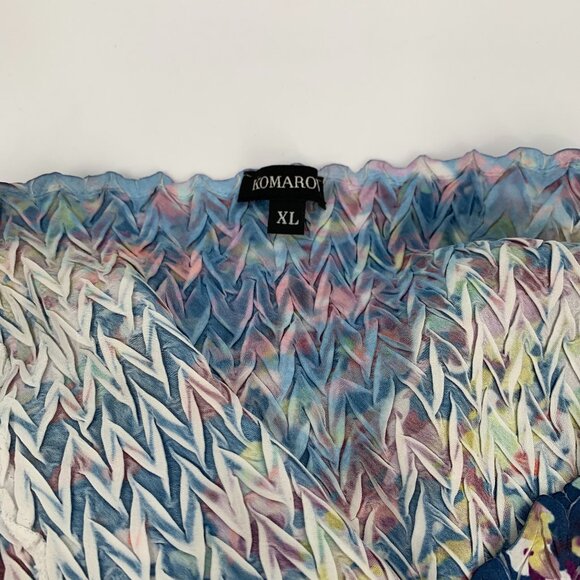 Komarov midi floral dress Charmeuse blue shift a-line modern lace X-Large XL - Picture 4 of 4